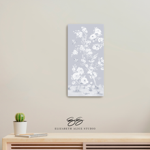 Load image into Gallery viewer, April, a tonal blue chinoiserie canvas wrap, available framed