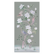 Load image into Gallery viewer, Songbirds and Magnolias, a green chinoiserie canvas wrap