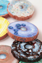 Load image into Gallery viewer, Blueberry donut, original acrylic painting on canvas - 4 x 4 inches