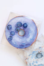 Load image into Gallery viewer, Blueberry donut, original acrylic painting on canvas - 4 x 4 inches