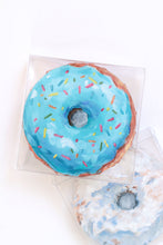 Load image into Gallery viewer, Blue sprinkle donut, original acrylic painting on canvas - 4 x 4 inches