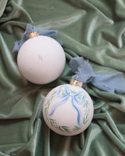 Load image into Gallery viewer, 2025 blue bow wreath hand-painted ornament, personalization available