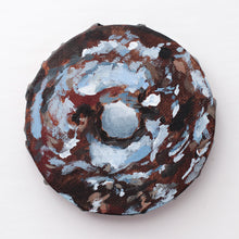 Load image into Gallery viewer, Chocolate glazed donut, original acrylic painting on canvas - 4 x 4 inches