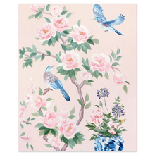 Load image into Gallery viewer, Two Birds (Detail from "June"), a pink chinoiserie fine art print