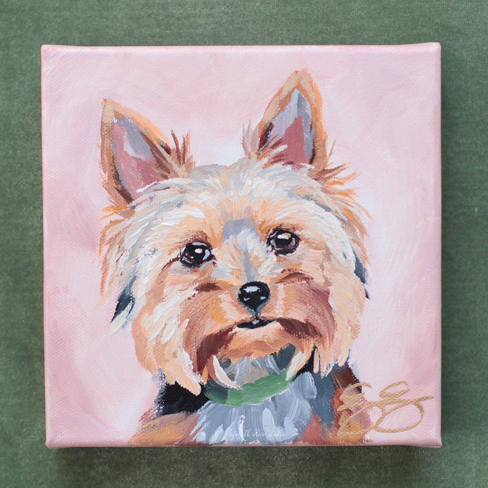 Yorkie - 6 x 6 original painting – Elizabeth Alice Studio
