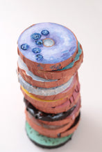 Load image into Gallery viewer, Blueberry donut, original acrylic painting on canvas - 4 x 4 inches