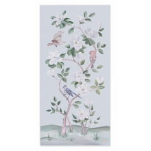 Load image into Gallery viewer, Songbirds and Magnolias, a light blue chinoiserie canvas wrap