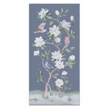 Load image into Gallery viewer, Songbirds and Magnolias, a dark blue chinoiserie canvas wrap