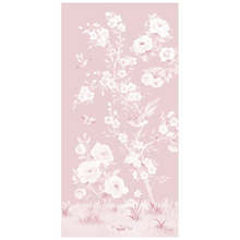 Load image into Gallery viewer, April, a tonal pink chinoiserie fine art print on paper with birds and cherry blossoms