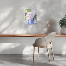 Load image into Gallery viewer, No. 396 Sarah Bernhardt peony in blue and white vase, a fine art print on canvas