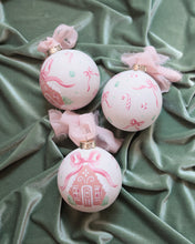 Load image into Gallery viewer, Pink gingerbread house hand-painted ornament