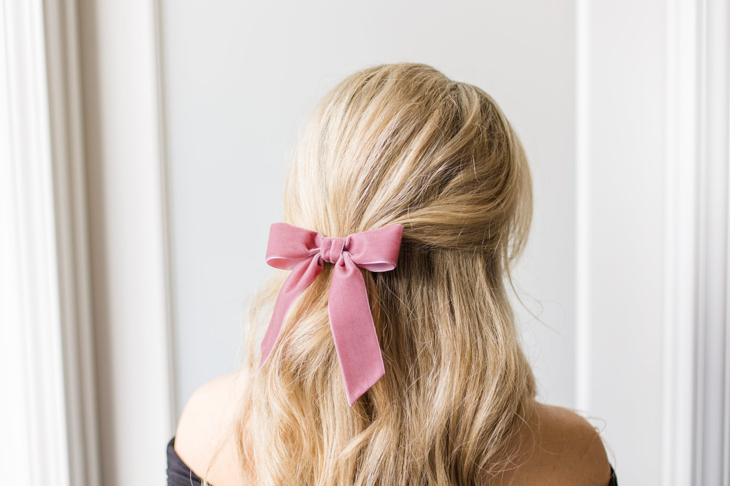 Delora Velvet Bow, Dusty Mauve, from Grace and Grandeur Bow Co.