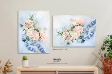 Load image into Gallery viewer, No. 234 Gratitude, peach and blue bouquet canvas wrap, available framed