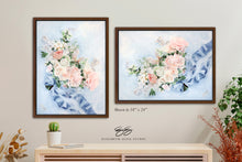 Load image into Gallery viewer, No. 234 Gratitude, peach and blue bouquet canvas wrap, available framed