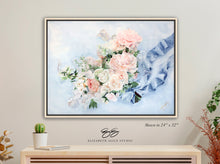 Load image into Gallery viewer, No. 234 Gratitude, peach and blue bouquet canvas wrap, available framed