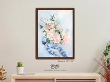 Load image into Gallery viewer, No. 234 Gratitude, peach and blue bouquet canvas wrap, available framed