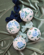 Load image into Gallery viewer, Blue hydrangea chinoiserie hand-painted ornament