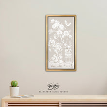 Load image into Gallery viewer, June, a tonal beige chinoiserie canvas wrap, available framed