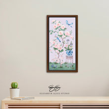 Load image into Gallery viewer, June, a lilac chinoiserie canvas wrap, available framed