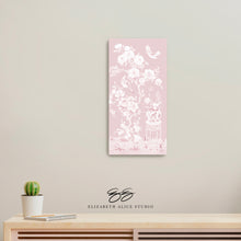 Load image into Gallery viewer, June, a tonal pink chinoiserie canvas wrap, available framed
