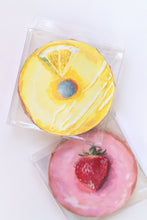 Load image into Gallery viewer, Lemon donut, original acrylic painting on canvas - 4 x 4 inches