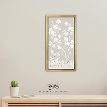 Load image into Gallery viewer, May, a tonal beige chinoiserie canvas wrap, available framed