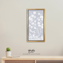 Load image into Gallery viewer, May, a tonal blue chinoiserie canvas wrap, available framed