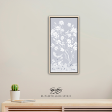 Load image into Gallery viewer, May, a tonal blue chinoiserie canvas wrap, available framed