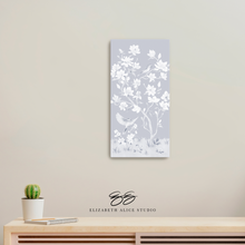 Load image into Gallery viewer, May, a tonal blue chinoiserie canvas wrap, available framed