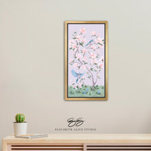 Load image into Gallery viewer, May, a lilac chinoiserie canvas wrap, available framed