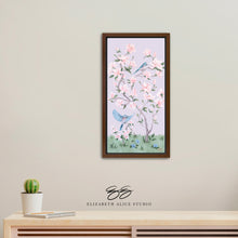 Load image into Gallery viewer, May, a lilac chinoiserie canvas wrap, available framed