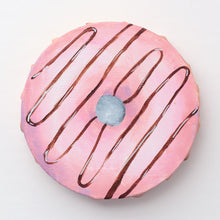 Load image into Gallery viewer, Pink frosted donut with chocolate drizzle, original acrylic painting on canvas - 4 x 4 inches