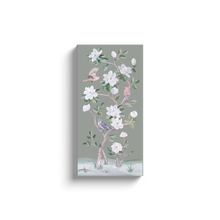 Load image into Gallery viewer, Songbirds and Magnolias, a green chinoiserie canvas wrap