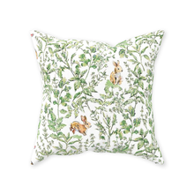 Load image into Gallery viewer, Bunny toile throw pillow, green
