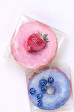Load image into Gallery viewer, Strawberry donut, original acrylic painting on canvas - 4 x 4 inches