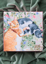 Load image into Gallery viewer, Cats on a floral chair - 6 x 6