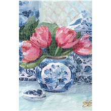 Load image into Gallery viewer, Pink Tulips, Blue Vase jigsaw puzzle
