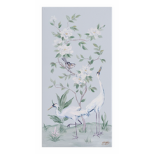 Load image into Gallery viewer, Cranes and Gardenias, a light blue chinoiserie canvas wrap