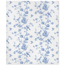Load image into Gallery viewer, Minky blanket, Betsy chinoiserie blue and white trees
