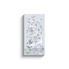 Load image into Gallery viewer, Cranes and Gardenias, a light blue chinoiserie canvas wrap
