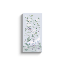 Load image into Gallery viewer, Cranes and Gardenias, a light blue chinoiserie canvas wrap