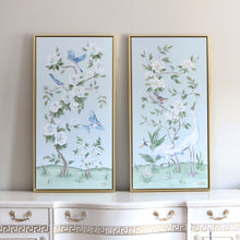 Load image into Gallery viewer, Cranes and Gardenias - 21 x 41 framed
