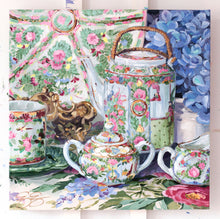 Load image into Gallery viewer, Still life painting of Rose Canton Tea Set - 18 x 18