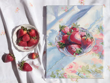 Load image into Gallery viewer, Still life painting of strawberries in a bowl - 11 x 14