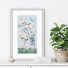 Load image into Gallery viewer, June, a blue chinoiserie fine art print on paper
