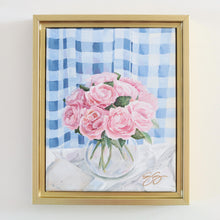 Load image into Gallery viewer, Tea Roses and Gingham - 9 x 11 framed