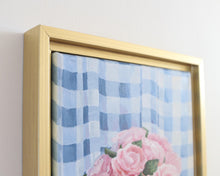 Load image into Gallery viewer, Tea Roses and Gingham - 9 x 11 framed