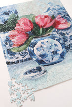 Load image into Gallery viewer, Pink Tulips, Blue Vase jigsaw puzzle