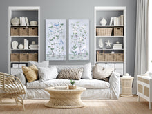 Load image into Gallery viewer, Cranes and Gardenias, a light blue chinoiserie canvas wrap