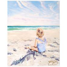 Load image into Gallery viewer, Beach babies: blue gingham, a fine art print on paper
